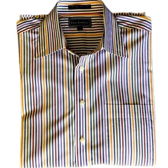 PAUL FREDRICK CLASSIC BUTTON DOWN STRIPED SHIRT-SIZE LARGE-(16 1/2" NECK) - Picture 1 of 6